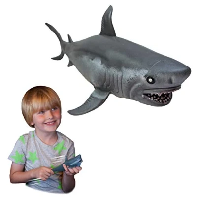 Image of Rep Pals great White Shark, stretchy Toy from Deluxebase. Super animal replicas that feel real, for kids