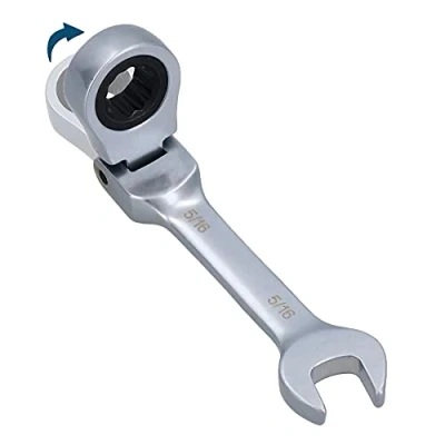 Image of AB Tools 3/8 AF SAE Imperial Flexible Stubby Flexi Head Ratchet Spanner Combi Wrench