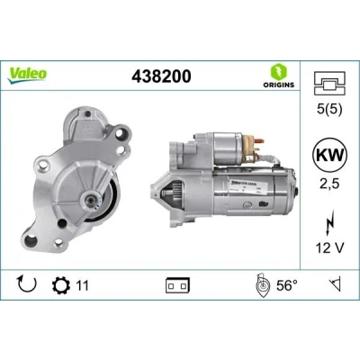 Image of 5802AV, 5802AW, 5802CA, 9654561480 Starter motor VALEO 438200 12V 2,5kW 11 NO R 25 67mm NEW ORIGINAL PART PEUGEOT: 308 I Hatchback, 508 SW