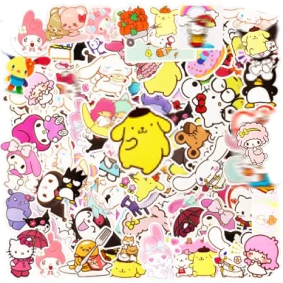 Image of Stickers 100 Stück Sanri Sticker Kinder, Anime Kawaii Sticker, Wasserfester Vinyl Aufkleber für Laptop Scrapbook Skateboard Motorrad