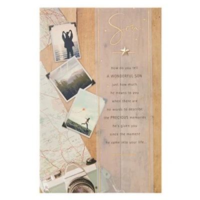 Image of Birthday Card for Son with Envelope Cute Design Photographic Montage
