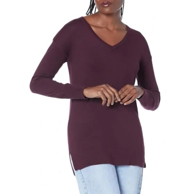 Image of Amazon Essentials Women&#039;s Lightweight Long Sleeved V Neck Tunic Sweater (Available in Plus Size), Burgundy, XXL