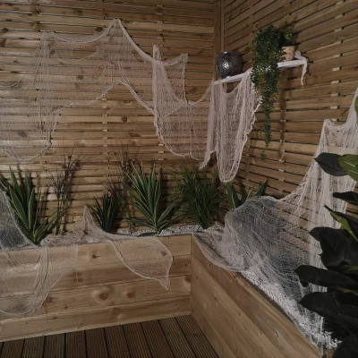 Image of Pack of 6 2.9m Halloween Freaky Fabric Net Decoration in Cream