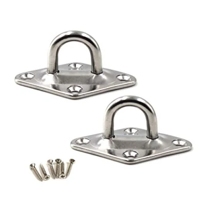 Image of M10 Ceiling Hook Pad Eye Plate 304 Stainless Steel Wall Mount Heavy Duty for Hanging (Pack of 2,Screws Included)