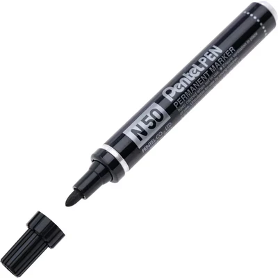 Image of Pentel N50 Permanent Marker Bullet Tip 1.5 2mm Line Black Ref A [Pack of 12]