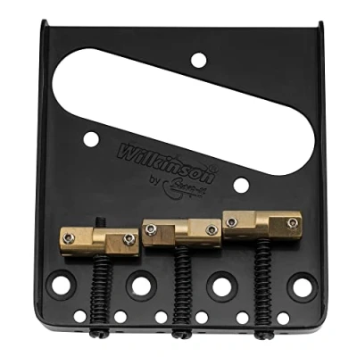 Image of Wilkinson WTB Vintage Telecaster Bridge 3 Compensated Brass Saddles for Tele Style Electric Guitar, Black