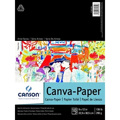 Image of Canson Foundation Series Canva Paper Pad Primed for Oil or Acrylic Paints, Top Bound, 136 Pound, 9 x 12 Inch, 10 Sheets, 0, 9&quot; 12&quot;