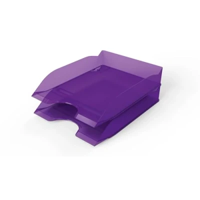 Image of Durable Basic Letter Trays A4, Set of 6 Stackable Desktop Trays, in for Letters, Magazine Files, etc, Translucent Purple