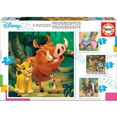 Image of Educa 18104 Disney Animals spidey Progressive Puzzle Set, Multicoloured, One Size