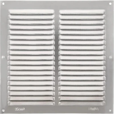Image of Amig Square Aluminium Ventilation Grille with Mosquito Net for Air Outlets Ideal Ceilings Dimensions: 200 x mm Colour: Silver