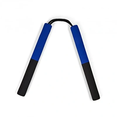 Image of Foam Rubber Safety Training Nunchucks With Cord Half Black/Half Blue Plain
