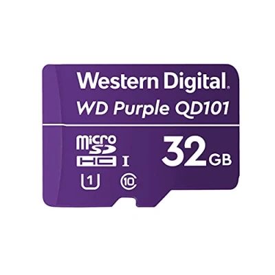 Image of Western Digital WD Purple SC QD101 32GB Smart Video Surveillance microSDHC Card, Ultra Endurance Up to 16 TBW