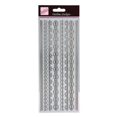 Image of Anitas Outline Stickers, Fanciful Floral Corners, Silver, For Scrapbooking, Card Making, Kids Play, Homework, Art, Craft, Embelish, Decorative, Paper, Card, Glass, Metal, Plastic, Foam