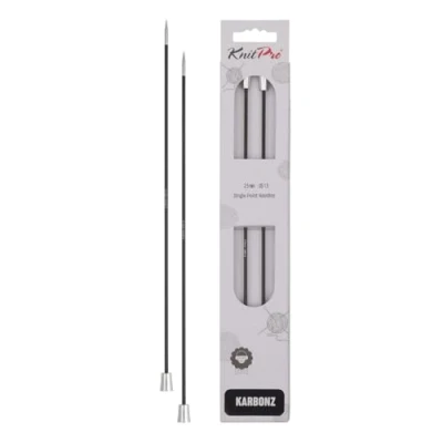 Image of KnitPro KP41252 25 cm x 2.5 mm Karbonz Single Pointed Needles, Black and Silver