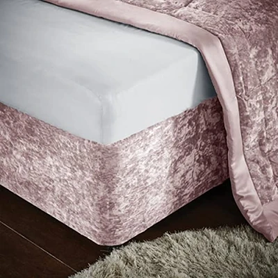 Image of Catherine Lansfield Crushed Velvet King Elasticated Divan Base Wrap Blush Pink