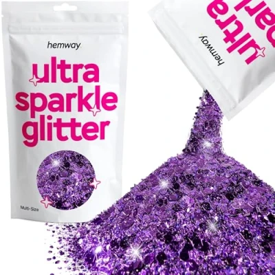 Image of Glitter Multi Size Purple Ultra Sparkle Sequins Nail Face Festival Christmas Halloween Makeup Chunky Fine 100g / 3.5oz