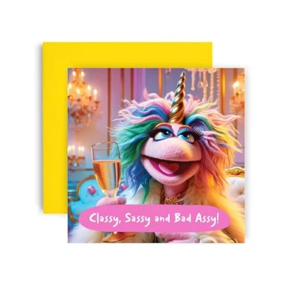 Image of Huxters Birthday Cards for Women and her Unicorn Keep it Classy Sassy Card Happy Birhday him Friend Mum Sister Auntie Daughter Niece Funny 14.8cm