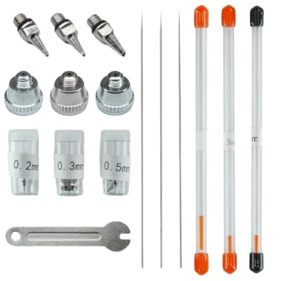 Image of ciciment Airbrush Nozzle Needle Cap Kit for Air Brush Spray Gun Kit,Airbrush Accessories with Wrench Replacement Parts 0.2mm, 0.3mm, 0.5mm