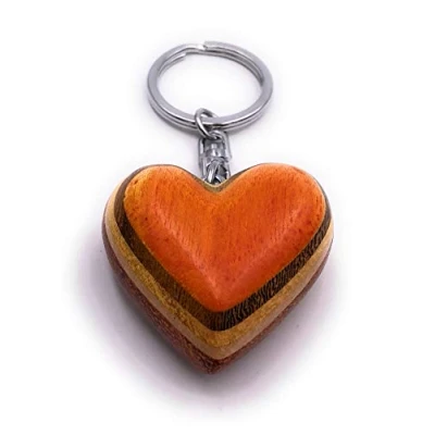 Image of H Customs Heart 4 colors layers wood precious handmade keychain pendant