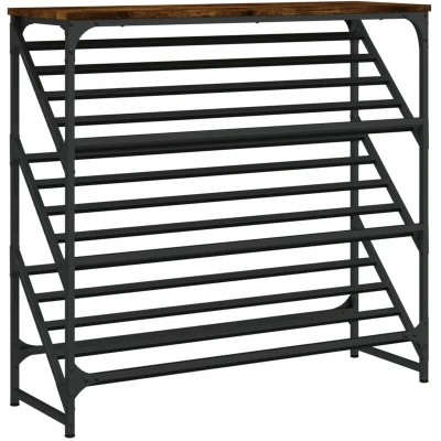 Image of vidaXL Shoe Rack Smoked Oak 90x30x85 cm Engineered Wood
