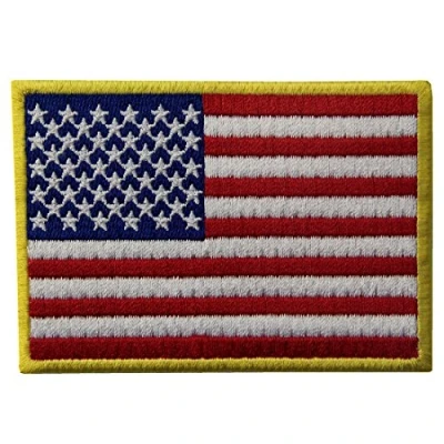 Image of American Flag USA National Embroidered Iron On Sew Patch