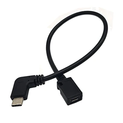 Image of Halokny USB C to Micro Cable, 90 Degree Type (USB C) Male Female Adapter Converter Charging Cable 25cm/10 Inch (90Typec M/Micro F)