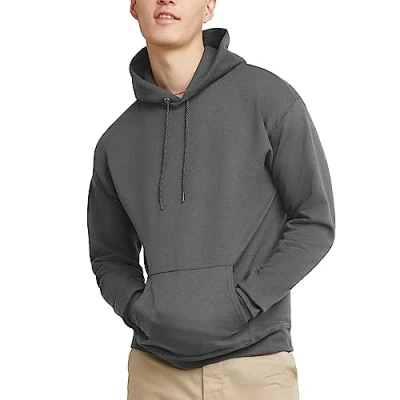 Image of Hanes Men&#039;s Sweatshirt, EcoSmart Fleece Hoodie, Cotton Blend Hooded Plush Pullover Smoke Gray, XX Large