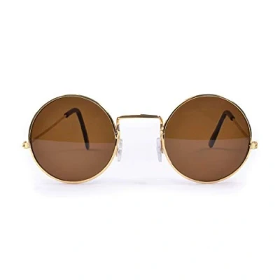 Image of Bristol Novelty BA128 Classic John Lennon Round 60’s Style Hippie Glasses Unisex 1 Piece Brown One Size Adult Sunglass, Gold