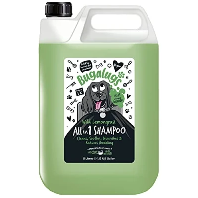 Image of BUGALUGS dog shampoo All in 1 &amp; conditioner grooming products for smelly dogs with fragrance, best vegan pet puppy shampoo, professional groom (5 Litre)
