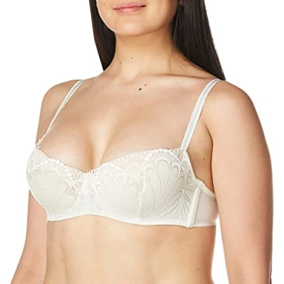Image of Wonderbra Women&#039;s Refined Glamour Balconette Bra, Sheer, Ivory, 38B