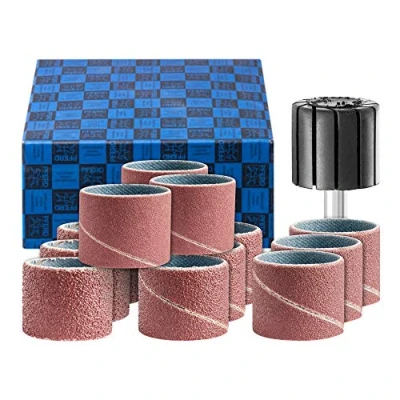 Image of PFERD Sanding Sleeve Set 13 Pieces Corundum Diameter 22 x 20 mm A 60, 80, 150, 240 Including Holder with Shaft 6 42298003 for Universal Applications