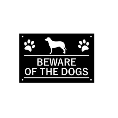 Image of Beware of the Dogs Sign Aluminium Composite, 140mm x 90mm 3mm, Weatherproof Dog Warning with Four Pre Drilled Screw Holes for Easy Mounting Home Security &amp; Trespass Deterrent