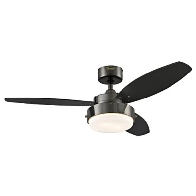 Image of Westinghouse Lighting 78764 Alloy One Light 105 cm Three Blade Indoor Ceiling Fan, Gun Metal Finish with Opal Frosted Glass