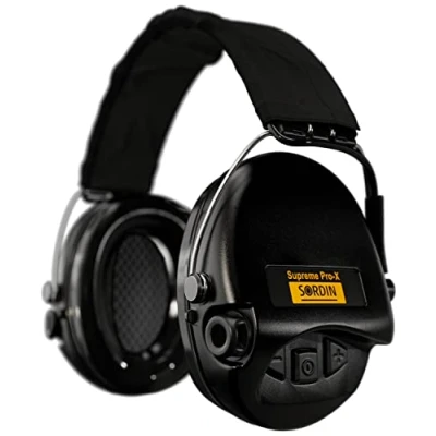 Image of Sordin Pro X Capsule hearing protectors 75302 02 G S EN 352 Gel cushions, Fabric strap &amp; black capsules