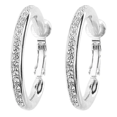 Image of Traveller 155836 Creole Earrings Rhodium Plated with Swarovski Crystals