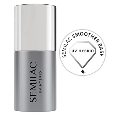 Image of Semilac UV Gel Nail Base Coat To Smooth Ridges With Polish. Protects &amp; Nourishes Nails Adheres Well. Soak Off Formula. Perfect for Home and Professional Pedicure 7ml