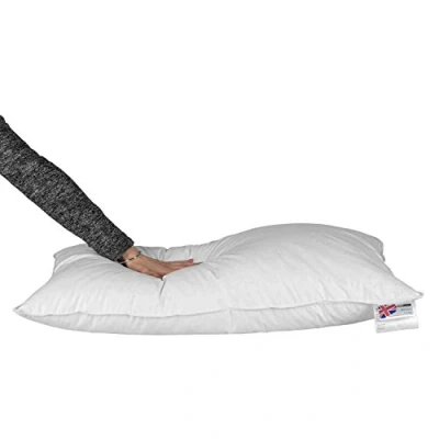 Image of HOMESCAPES Goose feather &amp; Down Euro Continental Pillow 40cm x 80cm (16″x32″) Luxury Natural Hypo Allergenic European Pillows Soft Medium Support 100% Cotton Casing RDS Certified.