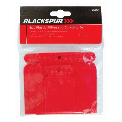 Image of 4pc Red Plastic Filling Knife &amp; Scraper Set 4 Sizes By Blackspur