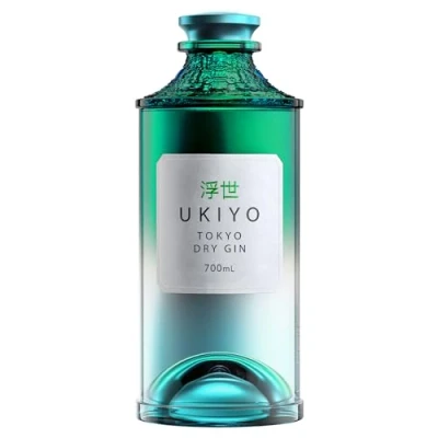 Image of UKIYO Tokyo Dry Japanese Craft Gin Classic Yuzu, Milan and Sakura Distilled with 5 native botanicals 40 Percent ABV 70 cl