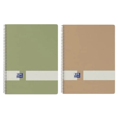 Image of Oxford Nature A5+ Squared Notebooks, 5 x cm, Recycled Cardboard, 80 Sheets Micro Perforated, Pack of 2 Neutral Colours