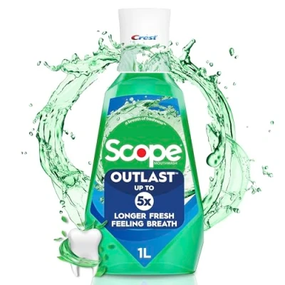 Image of Crest Scope Outlast Long Lasting Mint Mouthwash, 33.8 fl oz