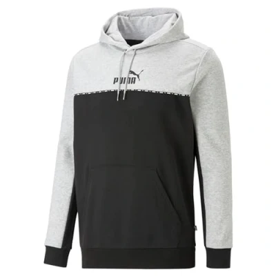 Image of PUMA ESS BLOCK x TAPE Hoodie FL Light Gray Heather