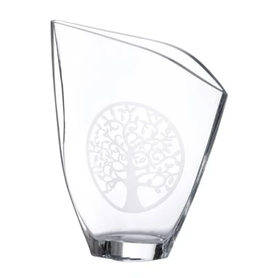 Image of GILDE GLAS art Decorative Glass Flower Vase with Tree of Life Motif, Modern Decoration, Living Room Gift for Women, Colour: Transparent, Height 33 cm