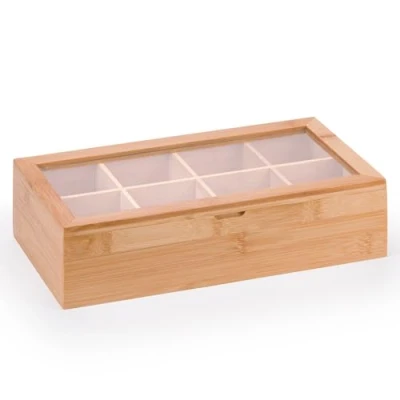 Image of woodluv Tea Box, Bag Organiser, Box for Bags, Holder, Caddy, 8 Section Caddy