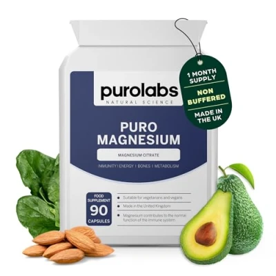 Image of Purolabs Magnesium Citrate High Strength Non Buffered 210mg Supplement Superior Absorption for Sleep, Energy &amp; Muscle Function Clean Formula 90 Capsules