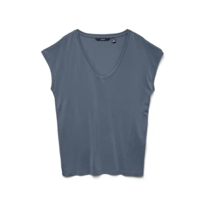 Image of VERO MODA Women&#039;s Vmfilli SS V Neck Tee Ga Noos Tank Top, China Blue, XS