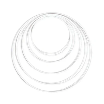 Image of Rayher 25212102 Set of 10 Coated Metal Rings for Wedding Crafts, Hoops in Different Sizes Dream Catcher and Macrame, White