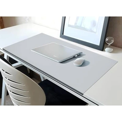 Image of Mouse Pad Desk Mat with Edge Protector, PU Leather Office Home Fixation Lip, Smooth Gaming Non Slip Writing 60x40cm Grey