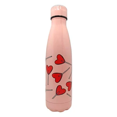 Image of NERTHUS FIH 707 Double Wall Insulated Bottle for Hot and Cold Stainless Steel Hearts Design BPA Free, 18/8, 17oz (500 ml)