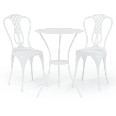 Image of vidaXL 3 Piece Bistro Set Cast Aluminium White